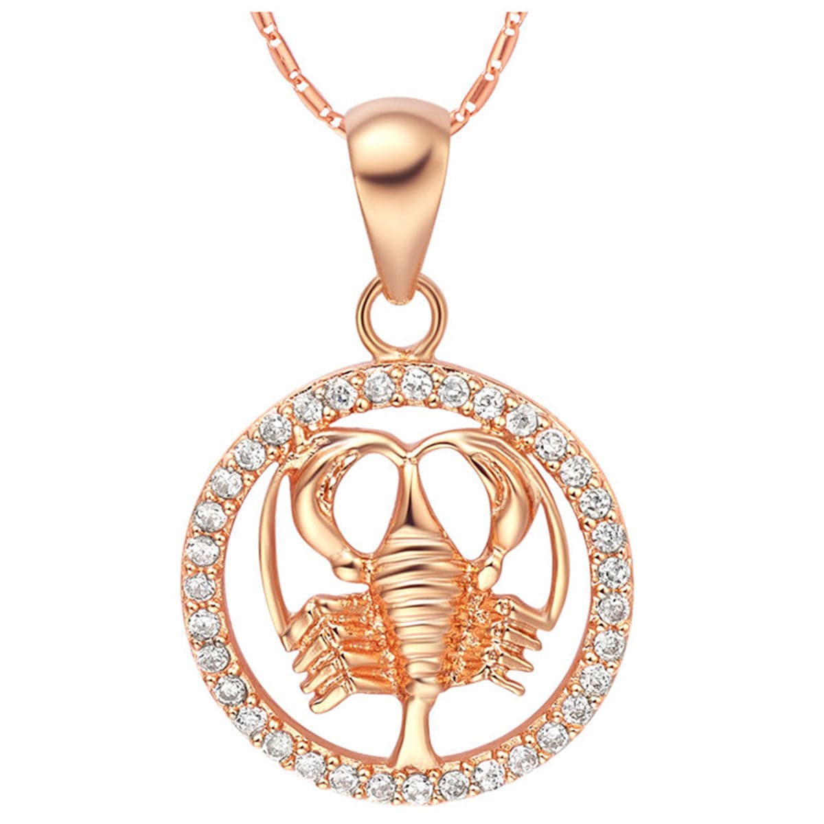 Cubic Zirconia & 18K Rose Gold-Plated Cancer Pendant Necklace
