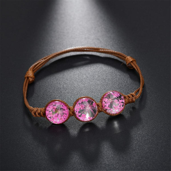 Pink Triple Gypsophila Adjustable Bracelet