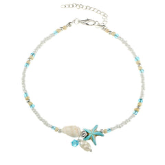 Pearl & Turquoise Shell Charm Anklet