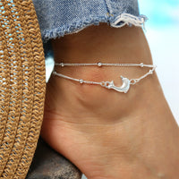 Silvertone Dolphin Layered Charm Anklet