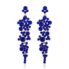 Blue Cubic Zirconia & 18K Gold-Plated Cluster Drop Earrings
