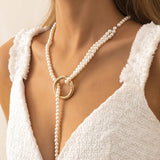 Pearl & 18k Gold-Plated Layered Lariat Necklace