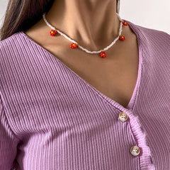 Red Howlite & 18K Gold-Plated Mum Beaded Station Necklace
