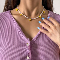 Yellow Howlite & 18K Gold-Plated Mum Beaded Station Choker Necklace