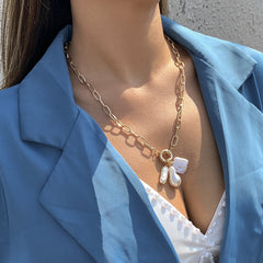 Pearl & 18K Gold-Plated Triple Pendant Necklace