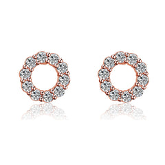 Cubic Zirconia & 18K Rose Gold-Plated Circle Stud Earrings
