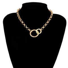 18K Gold-Plated Ring Chain Choker Necklace