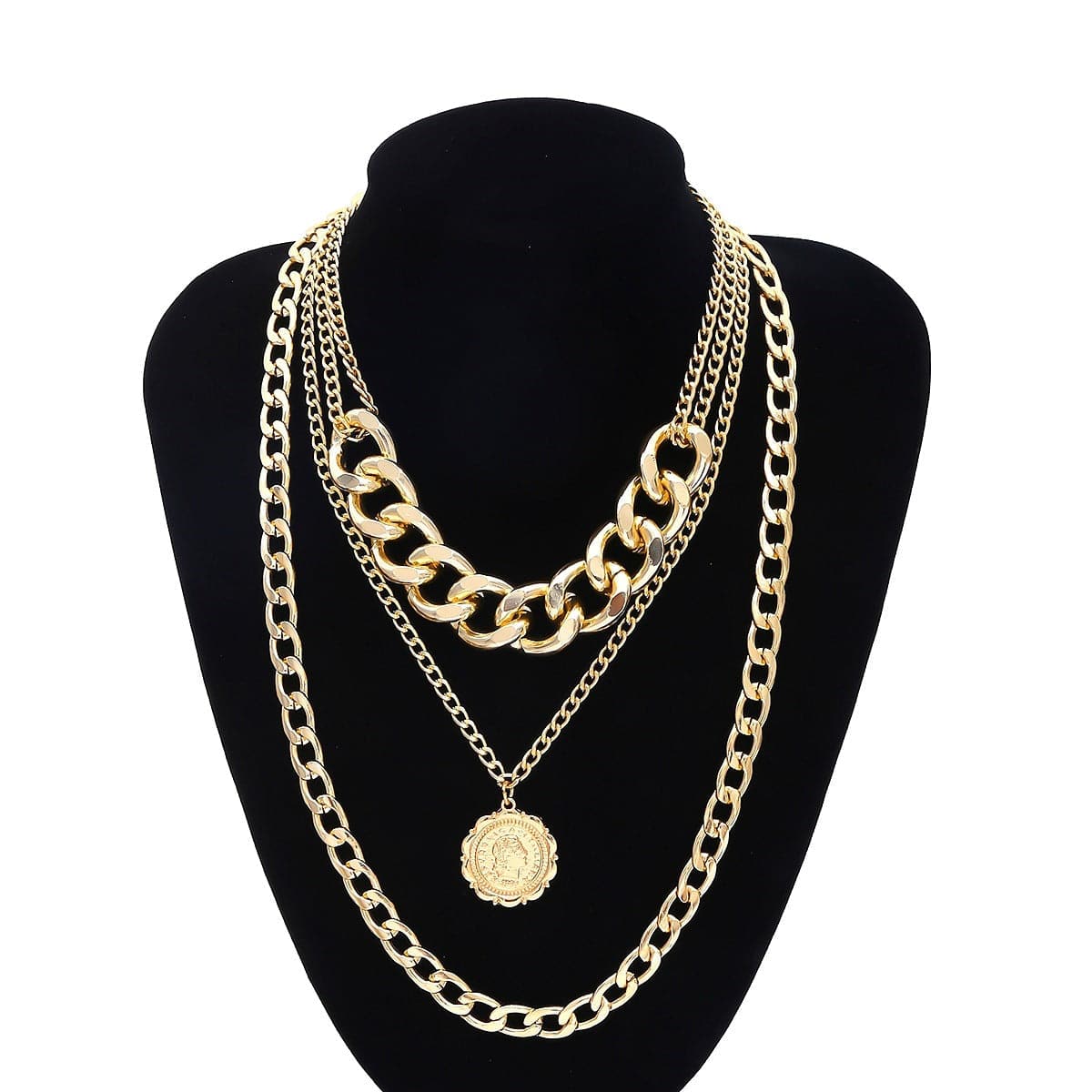18K Gold-Plated Curb Chain Layered Necklace