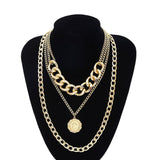 Goldtone Curb Chain Layered Necklace