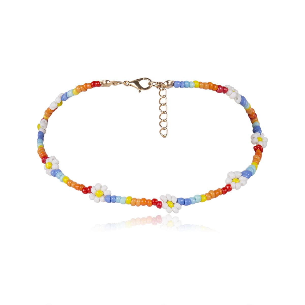 Jewel-Tone Howlite & 18K Gold-Plated Floral Station Choker Necklace