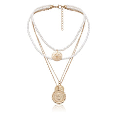 Pearl & Howlite 18K Gold-Plated Coin Layered Pendant Necklace