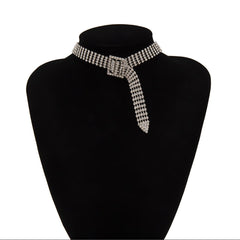 Cubic Zirconia & Silver-Plated Belt Choker Necklace