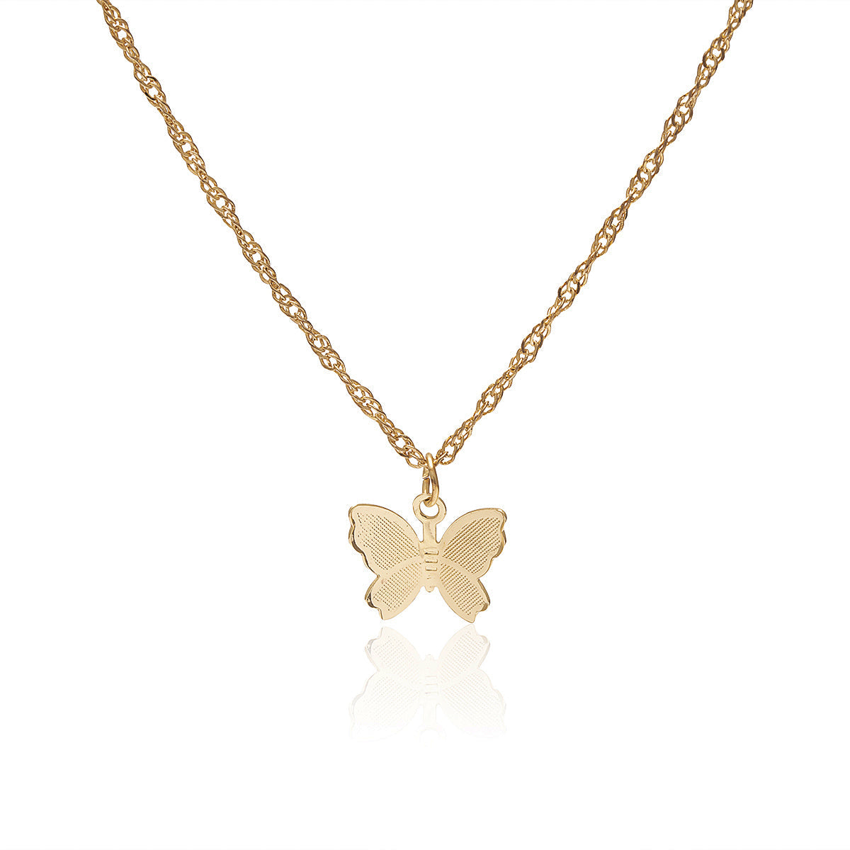 Stunning 18K gold-plated butterfly necklace, a chic accessory that enhances your style with a delicate touch.