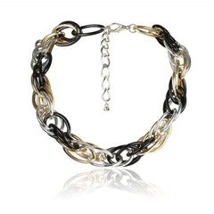 Tri-Tone Three-Layer Chain Link Choker Necklace