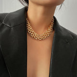 Goldtone Chunky Panther Chain Choker Necklace