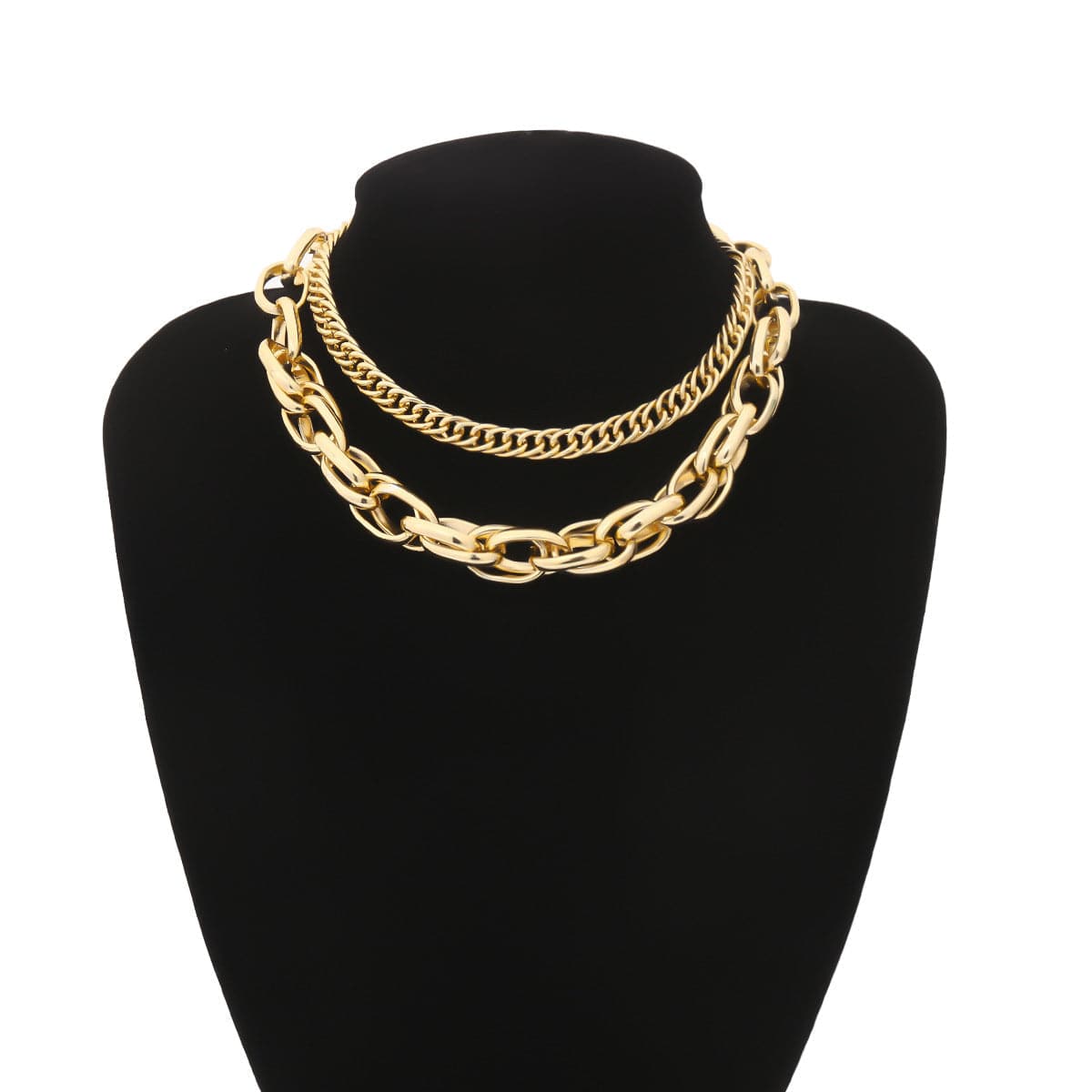 18K Gold-Plated Intertwined Chain Layer Necklace