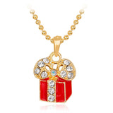 Cubic Zirconia & 18k Gold-Plated Gift Box Pendant Necklace