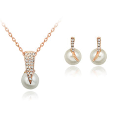 Pearl & Cubic Zirconia 18K Gold-Plated Flush-Set Pendant Necklace Set