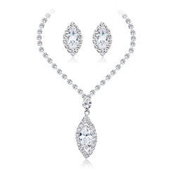 Crystal & Cubic Zirconia Teardrop Stud Earrings & Necklace Set