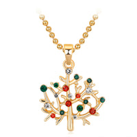 Cubic Zirconia & 18K Gold-Plated Christmas Branch Pendant Necklace