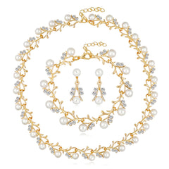 Cubic Zirconia & Pearl 18K Gold-Plated Botany Necklace & Earrings Set