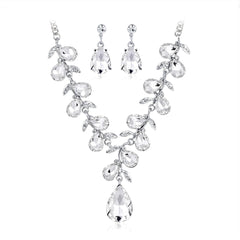 Crystal & Cubic Zirconia Vine Drop Earrings & Necklace Set