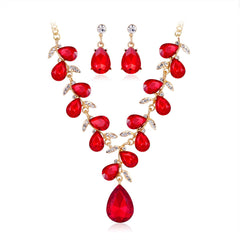 Red Crystal & 18K Gold-Plated Botany Drop Earrings & Necklace