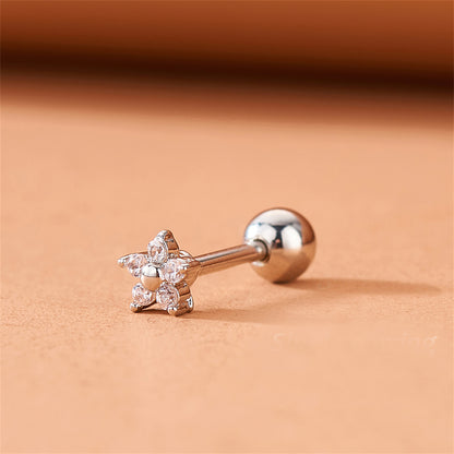 Cubic Zirconia and Silver-Plated Flower Stud Earrings, silver stud earrings for women, dainty minimalist design, styled look