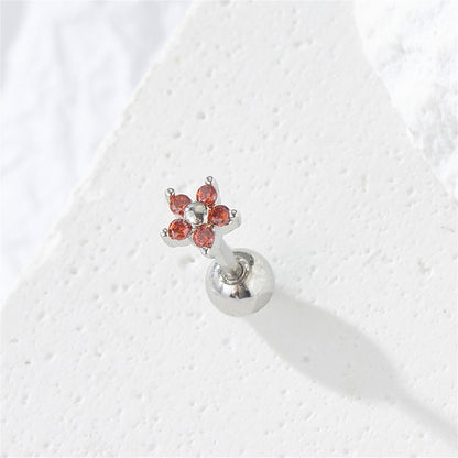Red Cubic Zirconia and Silver-Plated Star Stud Earrings, silver stud earrings for women, elegant gift for her, side view