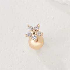 Cubic Zirconia & 18K Gold-Plated Star Stud Earrings