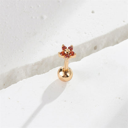 Red Cubic Zirconia and 18K Gold-Plated Star Stud Earrings, gold stud earrings for women, lifestyle look
