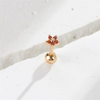 Red Cubic Zirconia & 18k Gold-Plated Star Stud Earrings