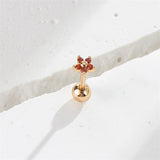 Red Cubic Zirconia & 18k Gold-Plated Star Stud Earrings