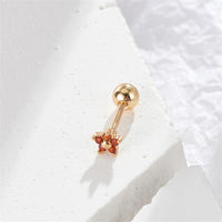 Red Cubic Zirconia & 18k Gold-Plated Star Stud Earrings