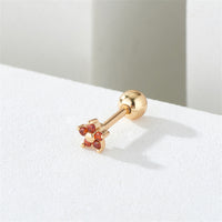 Red Cubic Zirconia & 18k Gold-Plated Star Stud Earrings