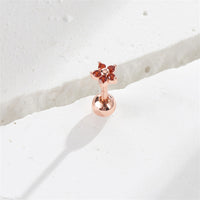 Red Cubic Zirconia & 18k Rose Gold-Plated Star Stud Earrings
