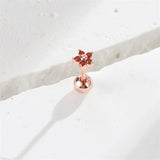 Red Cubic Zirconia & 18k Rose Gold-Plated Star Stud Earrings