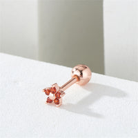 Red Cubic Zirconia & 18k Rose Gold-Plated Star Stud Earrings