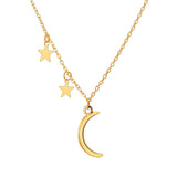Goldtone Moon & Star Pendant Necklace