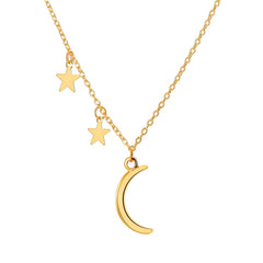 18K Gold-Plated Moon & Star Pendant Necklace