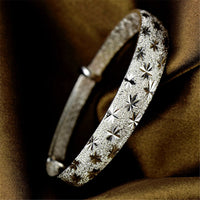 Sterling Silver Maple Cut Frosted Bangle
