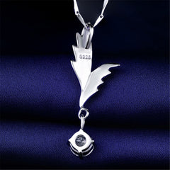 Cubic Zirconia & Sterling Silver Wing Pendant Necklace