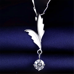 Cubic Zirconia & Sterling Silver Wing Pendant Necklace