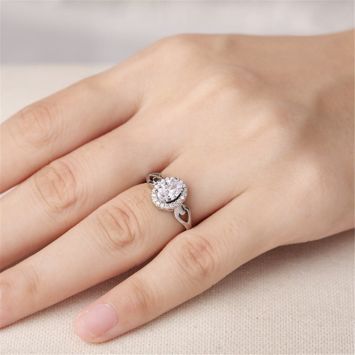 Cubic Zirconia & Sterling Silver Hola Adjustable Ring
