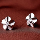 Cubic Zirconia & Sterling Silver Flower Stud Earrings