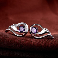 Cubic Zirconia & Sterling Silver Flower Drop Stud Earrings