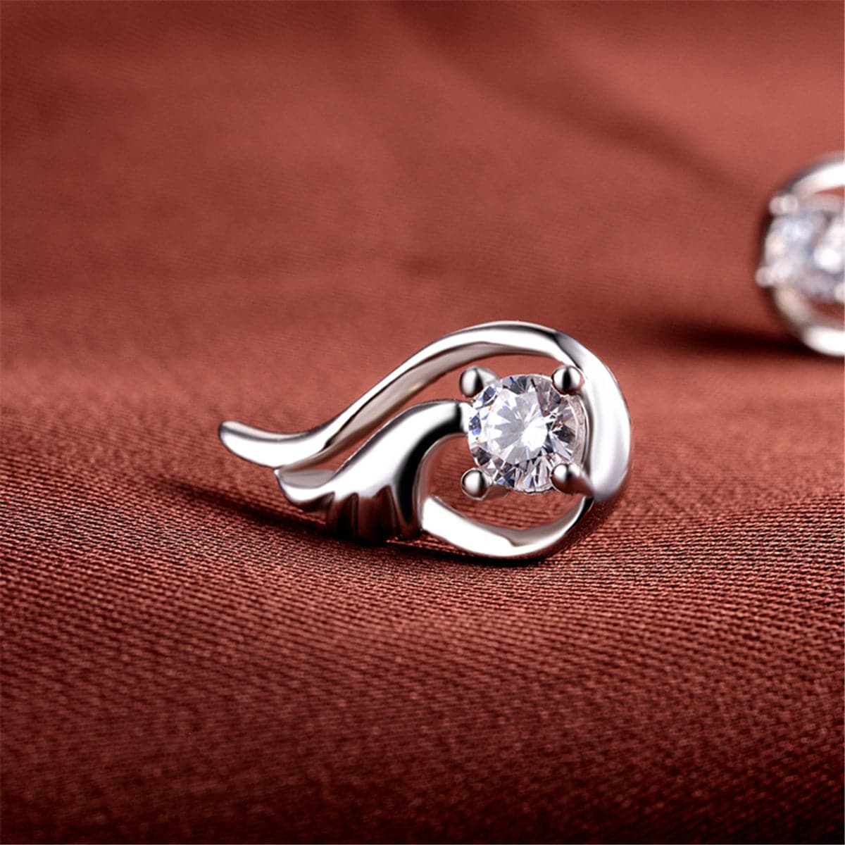 Cubic Zirconia & Sterling Silver Flower Drop Stud Earrings