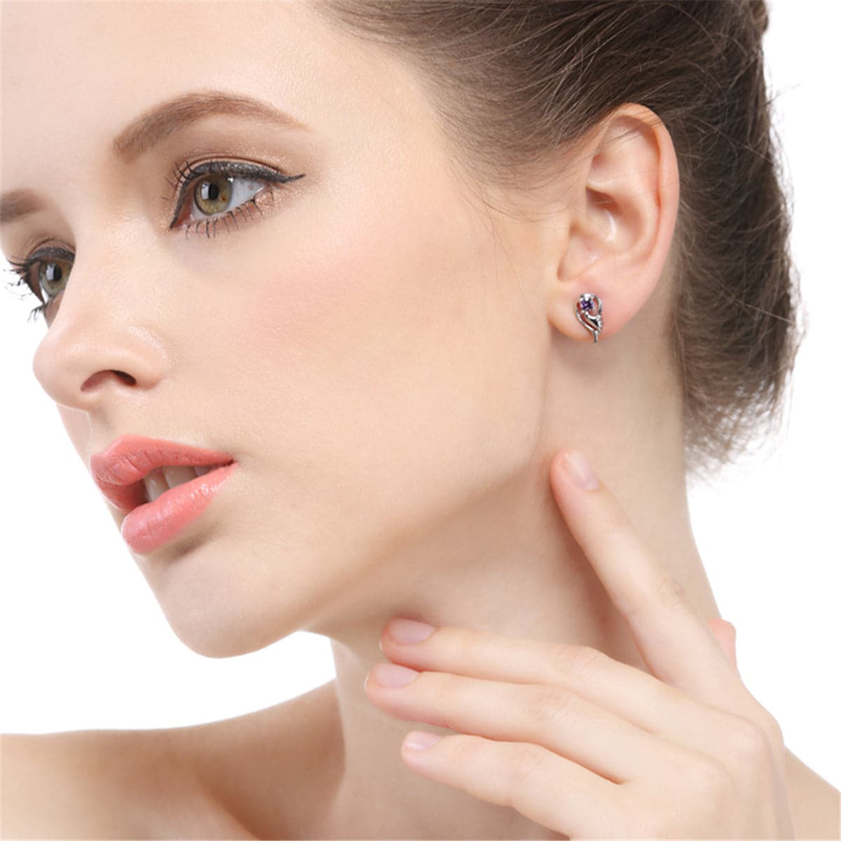 Cubic Zirconia & Sterling Silver Flower Drop Stud Earrings