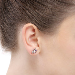Cubic Zirconia & Sterling Silver Flower Drop Stud Earrings