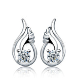 Cubic Zirconia & Sterling Silver Flower Drop Stud Earrings